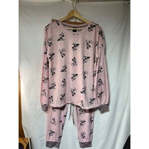 Disney Mickey Mouse Pajama Set Women's Small Pink Long Sleeve‎ Pants Sleepwear